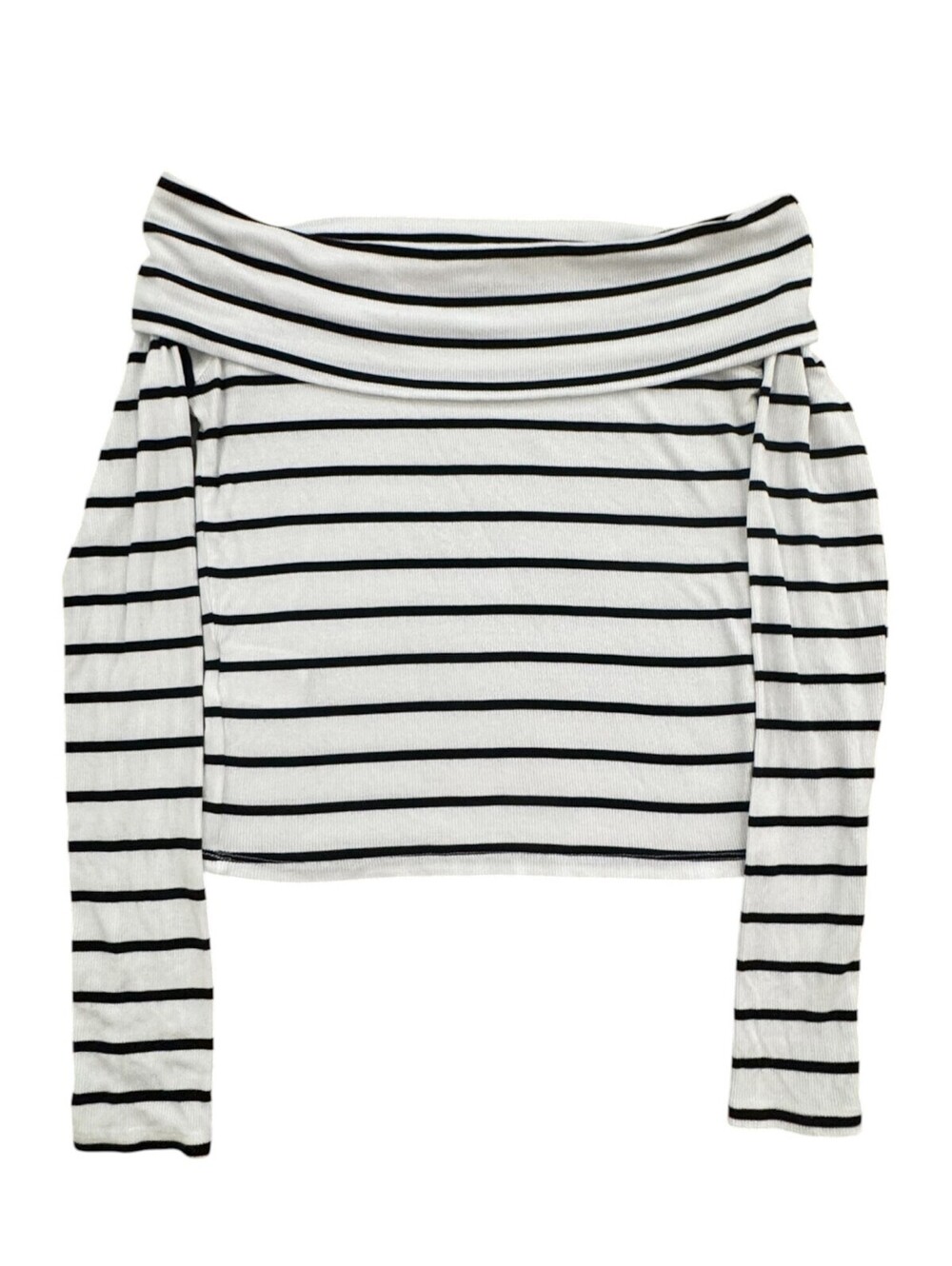 Cotton On Staple Ribbed Off the Shoulder Long Sleeve Shirt - Size S